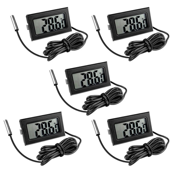 5PCS Digital Thermometer with External Probe, LCD Temperature Monitor ...