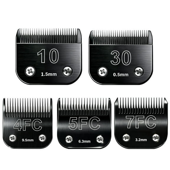 5PCS Dog Grooming Blades Compatible with Andis Dog Clippers Blades,Dog Clipper Blades Compatible with Oster A5,Wahl km10 Dog Clippers,Stainless-Steel Blade Sharp,Size:10+30+4FC+5FC+7FC