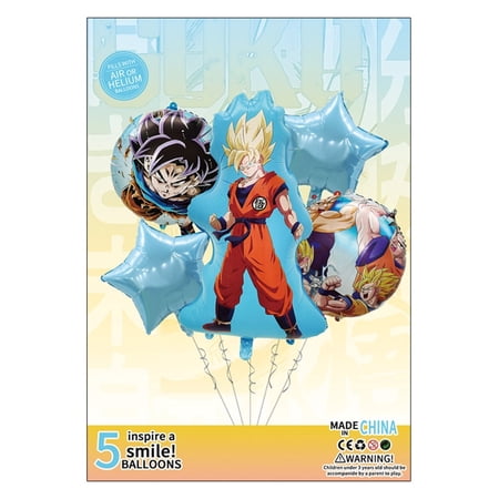 5PCS Dragon Ball Anime Balloon Set for Birthday Parties - Cartoon Foil Balloons Kit with String, Perfect for Kids Adults Decoration Theme Celebration
