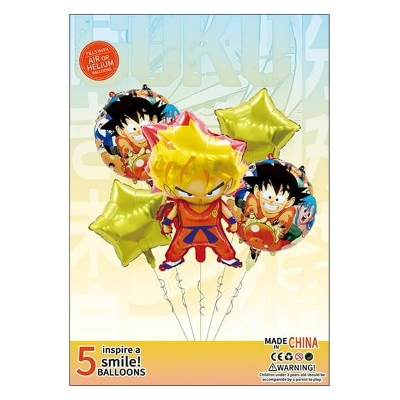 5PCS Dragon Ball Anime Balloon Set for Birthday Parties - Cartoon Foil Balloons Kit with String, Perfect for Kids Adults Decoration Theme Celebration