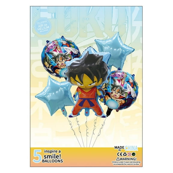 5PCS Dragon Ball Anime Balloon Set for Birthday Parties - Cartoon Foil Balloons Kit with String, Perfect for Kids Adults Decoration Theme Celebration