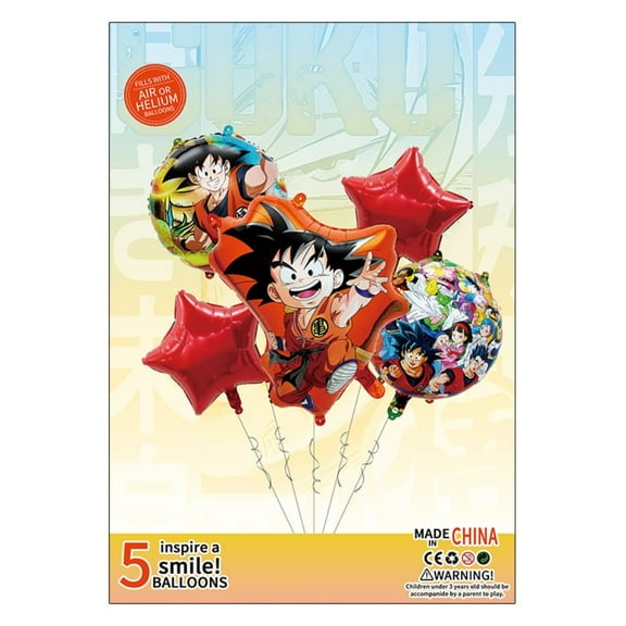 5PCS Dragon Ball Anime Balloon Set for Birthday Parties - Cartoon Foil Balloons Kit with String, Perfect for Kids Adults Decoration Theme Celebration