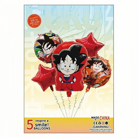 5PCS Dragon Ball Anime Balloon Set for Birthday Parties - Cartoon Foil Balloons Kit with String, Perfect for Kids Adults Decoration Theme Celebration