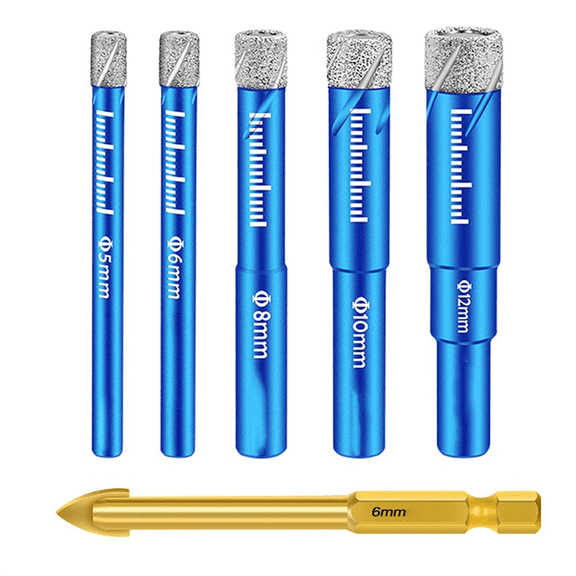 5PCS Dry Diamond Core Drill Bits Set for Porcelain Tile, Ceramic Drill Bits for Glass Hard Materials, Ceramic