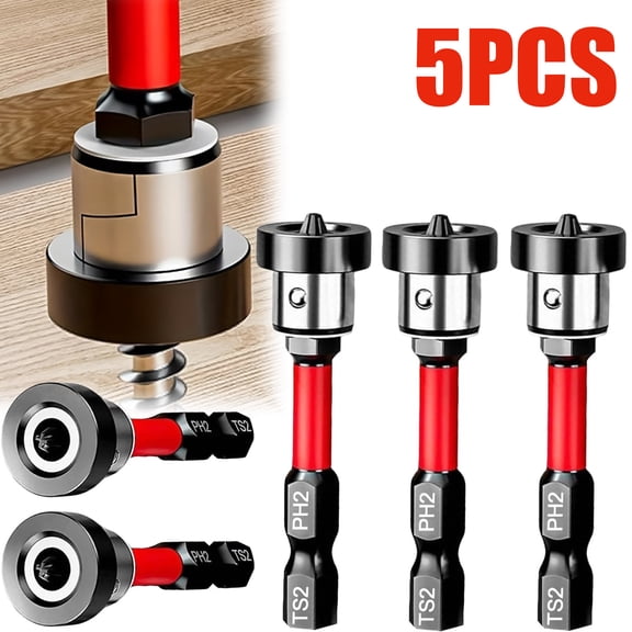 5PCS Drywall Bit Attachment with Depth Stop PH2 Magnetic Screwdriver Bits for Drywall Installation Shock-Absorbing Removable Magnetic Lock Ideal for Contractors DIY Users Fits Cordless Drills,5PCS