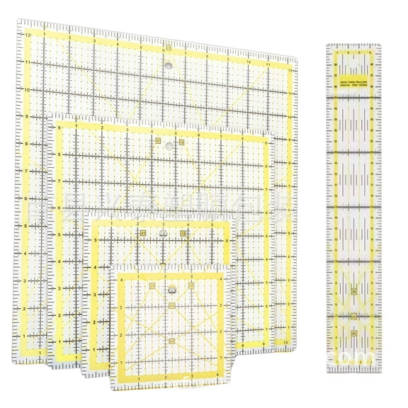 5PCS Dual Color Quilting Ruler Acrylic Fabric Measuring Tool Inch Scale