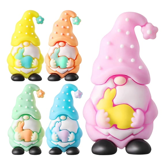 5PCS Easter Mini Gnome Figurines Colorful Bunny Decor 1.38 Inch for Kids Easter Basket Stuffers, Cute Easter Decorations for Home Tabletop Display