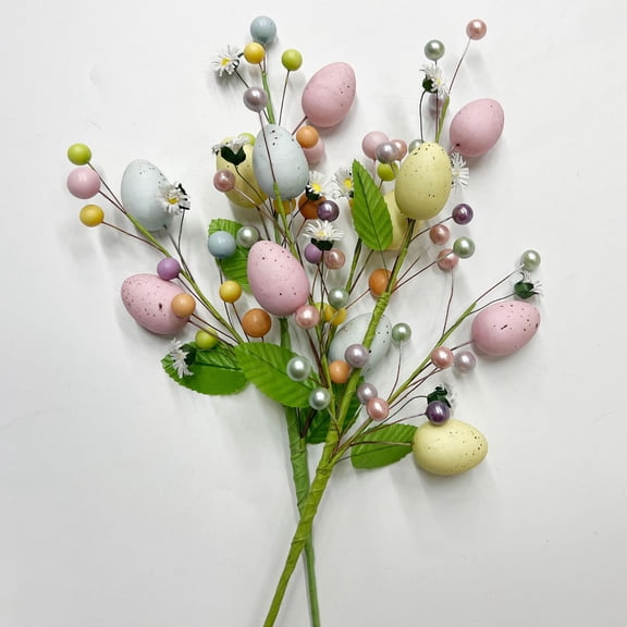 5PCS Easter Picks,Easter Eggs Artificial Stems,Easter Egg Branches Artificial Easter Egg Twig Stems for Vase Plastic UV Resistant for Garden Table Centerpieces Home Decoration
