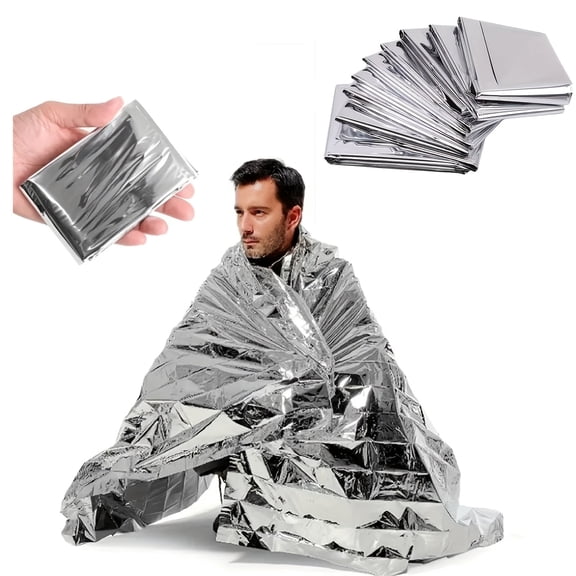 5PCS Emergency Mylar Thermal Blankets For First Aid Kits, Compact Waterproof Natural Disasters Equipment, Retain Body Heat 51.18*82.67inch