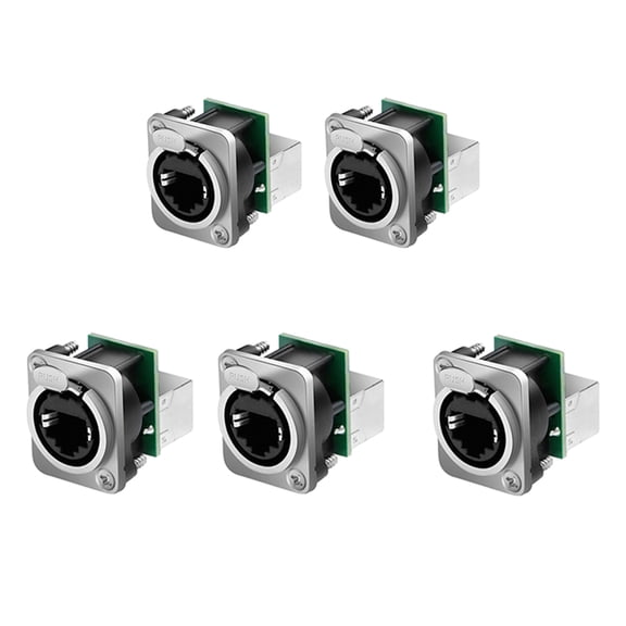 5PCS Ethercon Rj45 Chassis Socket,D-NE8FDP RJ45 Feed/Pass Panel Mount Jack,D Series Cat5 RJ45 Vertical Panel-Mount Connector