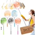 thumbnail image 1 of 5PCS Extendable Lambswool Duster with 35-55 Inch Adjustable Aluminum Handle,Feather Duster Static Electricity Dust Adsorption, Reusable Cleaning Tool for Home, Car, Office, Ceiling, Furniture, 1 of 4