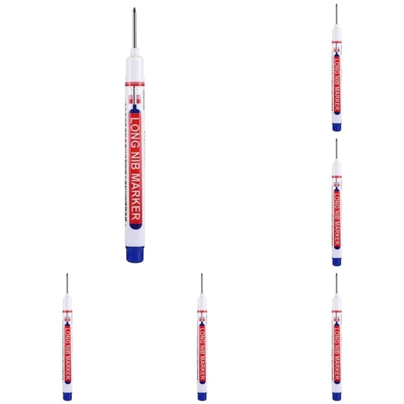 5PCS Extended Nib Permanent Marker for Home DIY & Repairs, Deep Reach Pen for Marking in Tight Corners & Behind Appliances, Fade-Resistant Waterproof Tool for Wood & Plastic