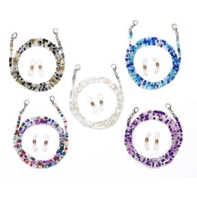 5PCS Face Mask Chains and Cords for Women, Beaded Eye Glasses Necklace Holder Lanyard Multi-purpose Accessory for Adults with 10 Free Eyeglass Loops