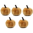 thumbnail image 1 of 5PCS Fall Orange Velvet Pumpkins Decor,Vintage Orange Pumpkins Autumn Decor,Rustic Farmhouse Pumpkins for Mantel Table, Thanksgiving Halloween Autumn Home, 1 of 6