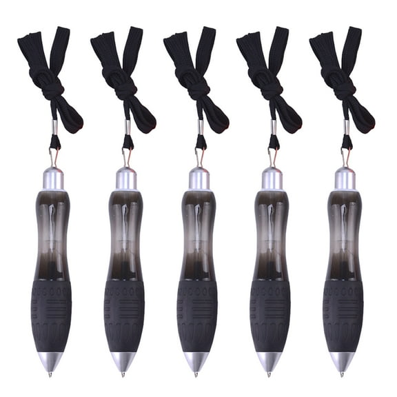 5PCS Fat Pens Retractable Ballpoint Pens Atom-shaped Round Pens with Haning Rope Writing