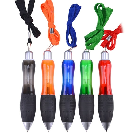 5PCS Fat Pens Retractable Ballpoint Pens Atom-shaped Round Pens with Haning Rope Writing