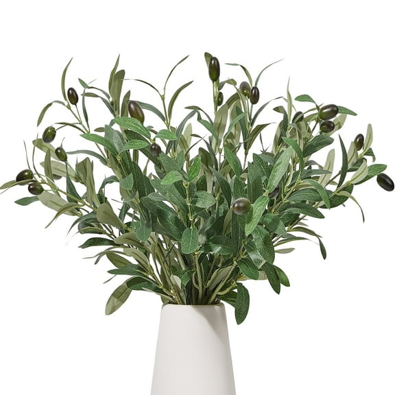 5PCS Faux Olive Branches for Vase Fake Plants with 72 Leaves Artificial Greenery Stems Green Branch Decoration Indoor