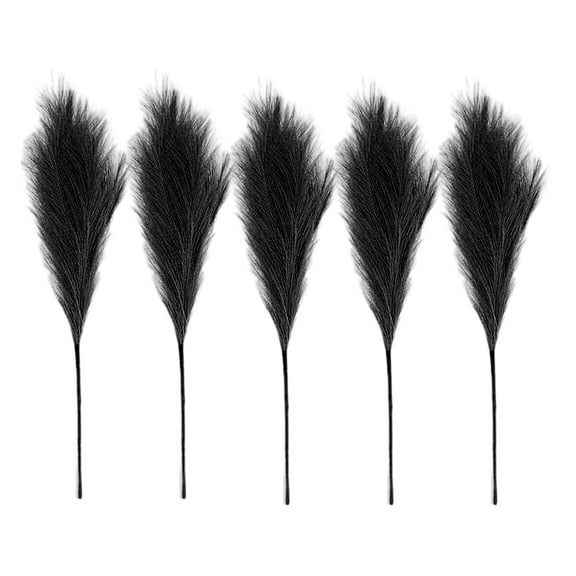 5PCS Faux Pampas Grass Large 27""""/70CM Tall Artificial Pompous Grass Branches Stems Plants Floor Vase Filler for Decor Flower Arrangement , black
