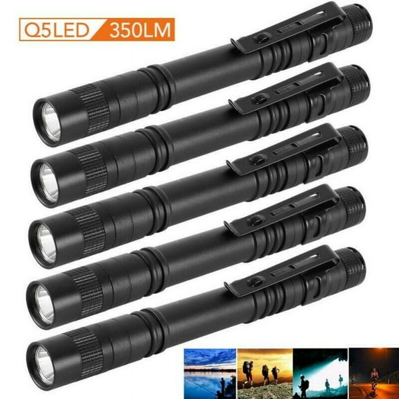 5PCS Flashlight CR XPE-R3 LED Clip Penlight Mini Light Pen Torch Lamp