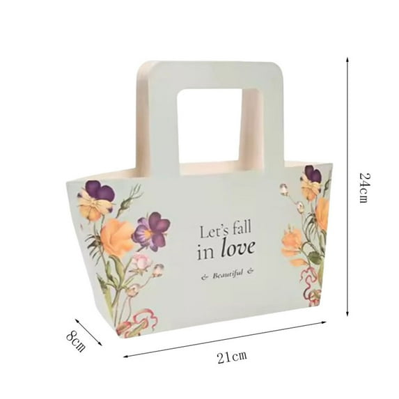 FWSA Wraps 5PCS Flower Gift Bag Portable Flower Bag,Paper Handbag Gift Bag,Handy Flower Basket For Wedding Valentine's Day,Green