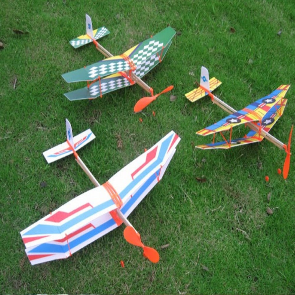 5PCS Flying Glider Planes Toys Rubber Band Powered Glider Airplane