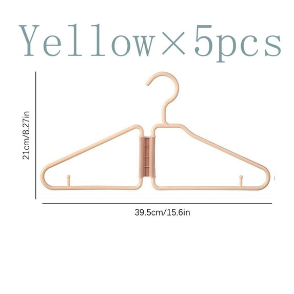 5PCS Foldable Plastic Clothes Hanger - Portable Folding Clothes Hanger for Travel, Folding Hangers Space Saving