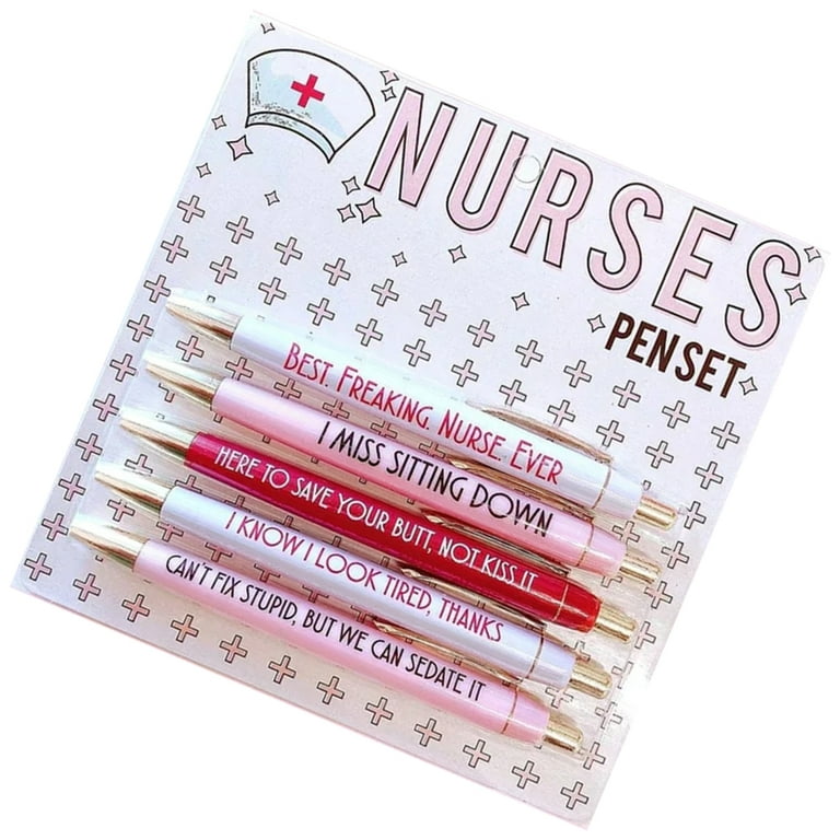 5PCS Funny Nurses Pens Set Reliable Cute Letter Printed Ballpoint Pen for  School Stationery or Diary Items