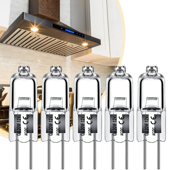 5PCS G4 Halogen 20W Bulbs, G4 12V 20W with 2800k Warm White, Long Lifespan G4 Bi-Pin Base Dimmable for Cabinet Light