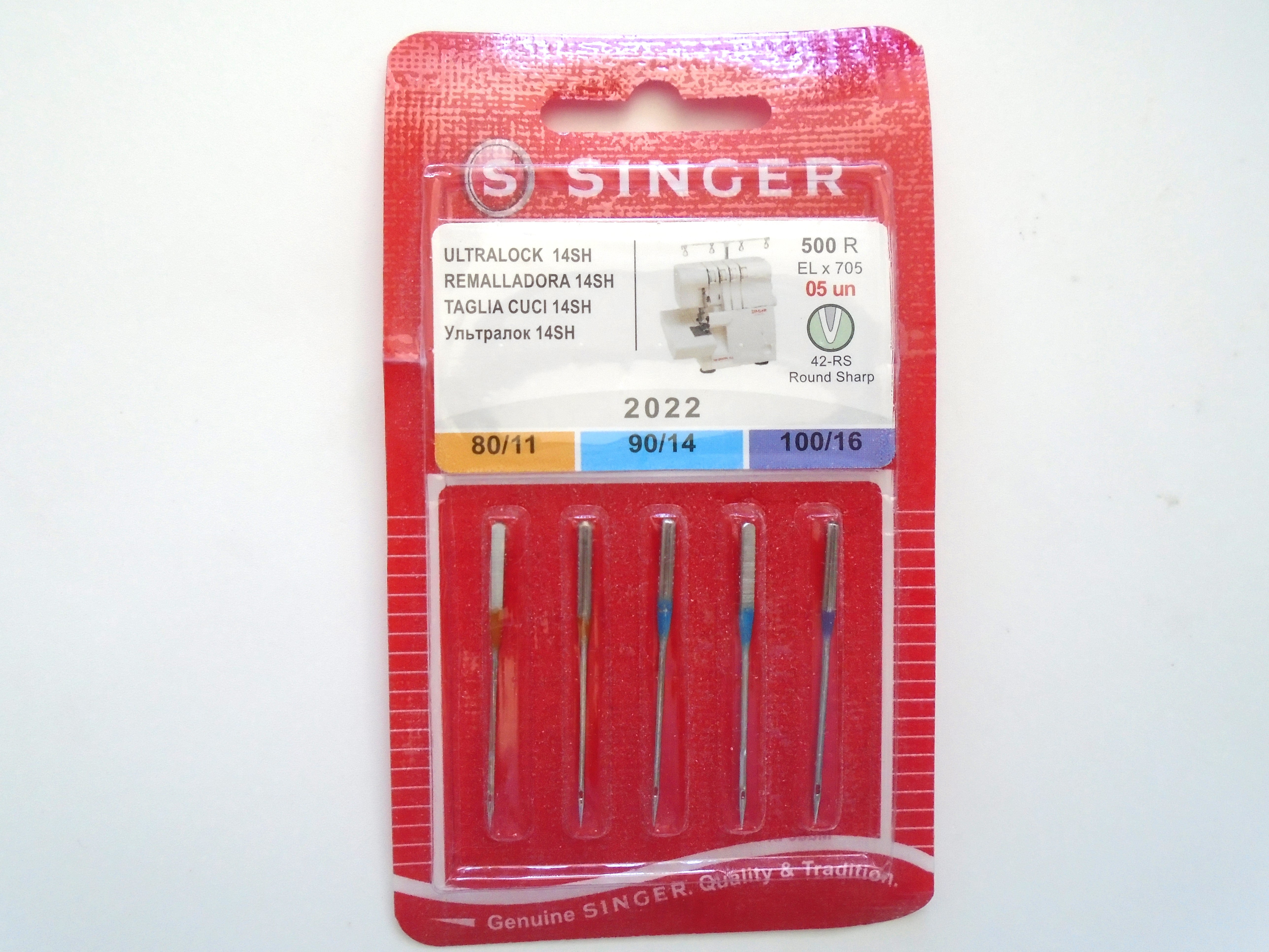 5PCS Genuine Needles Chromium Type 2022 Size 11, 14, 16 For Singer