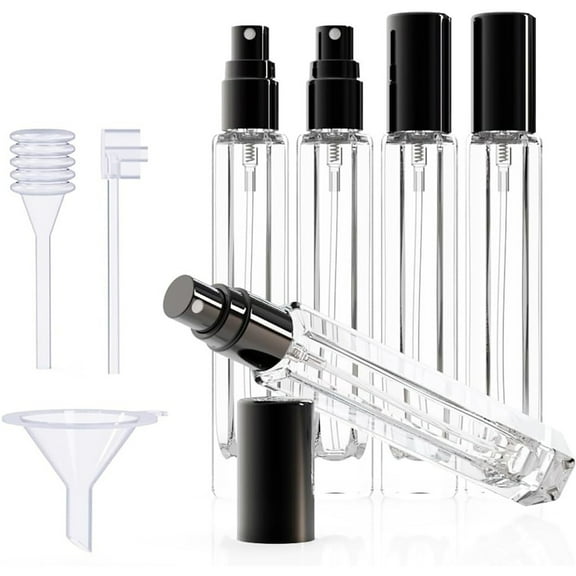 5PCS Glass Perfume Atomizer Set Leakproof Travel Sprayers Bottle Includes Refilling Accessories Fragrances Container