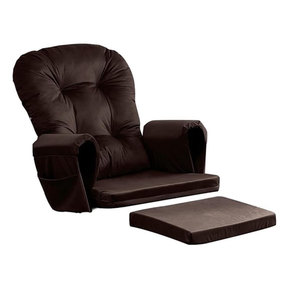 5PCS Glider Rocker Replacement Cushions Thick Soft Glider Cushions Replacement Set with Ottoman Cushion and Storage Pockets for Nursery Wooden Rocking Chair, Brown