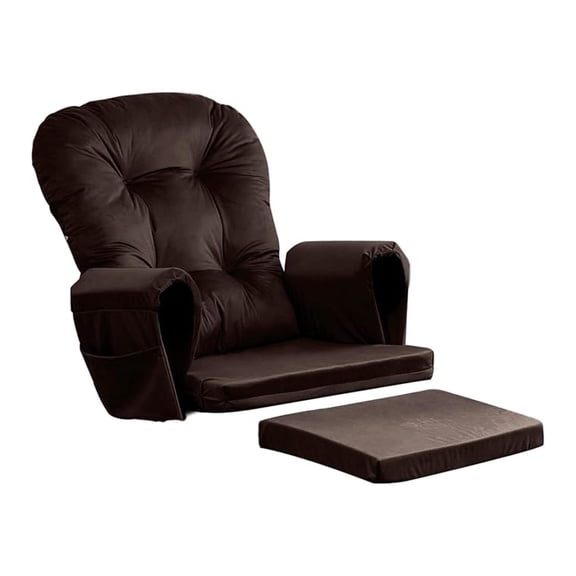 5PCS Glider Rocker Replacement Cushions Thick Soft Glider Cushions Replacement Set with Ottoman Cushion Storage Pockets for Wooden Rocking Chair, Brown