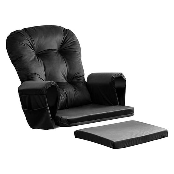 5PCS Glider Rocker Replacement Cushions Thick Soft Glider Cushions Replacement Set with Ottoman Cushion and Storage Pockets, Black