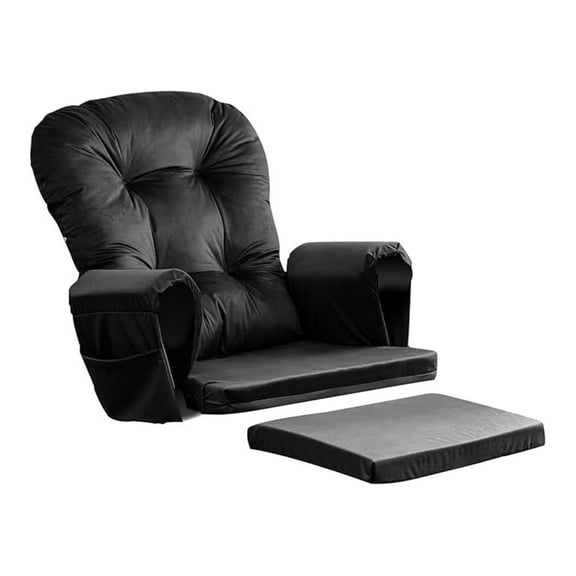5PCS Glider Rocker Replacement Cushions Thick Soft Glider Cushions Replacement Set with Ottoman Cushion and Storage Pockets, Black