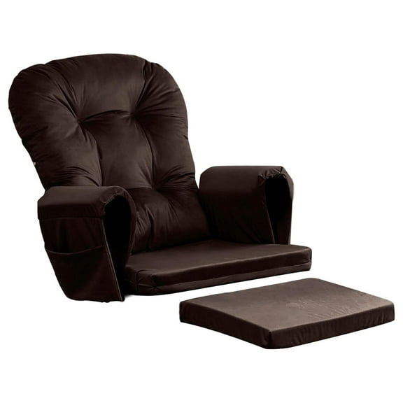 5PCS Glider Rocker Replacement Cushions Thick Soft Glider Cushions Replacement Set with Ottoman Cushion and Storage Pockets, Brown