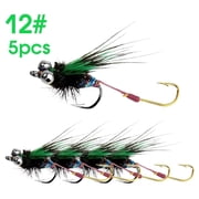 5PCS Glow Bionic Fly Fishing Lures, Soft Bionic Fly Fishing Bait with Simulated Flies Attractor Hook, Glow-in-The-Dark Swimming Lure for Trout Bass Night Fishin-g