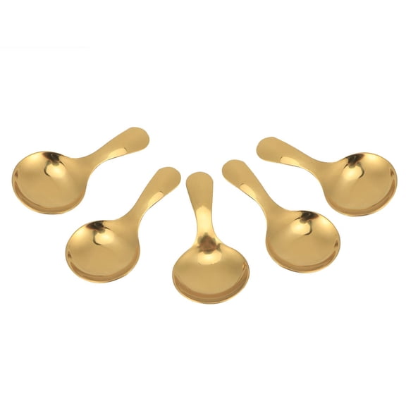5PCS Gold Stainless Steel Mini Scoop Spoon for Honey Candy Coffee Tea Salt Jam Mustard 3.5x1.8in