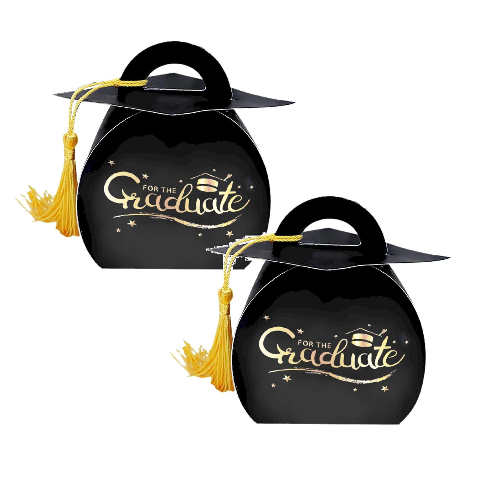 5PCS Graduation Cap Gift Boxes, Clearance, Graduation Decorations Class of 2026 Candy Box with Tassel for 2026 Grad Party Favors Supplies, Black