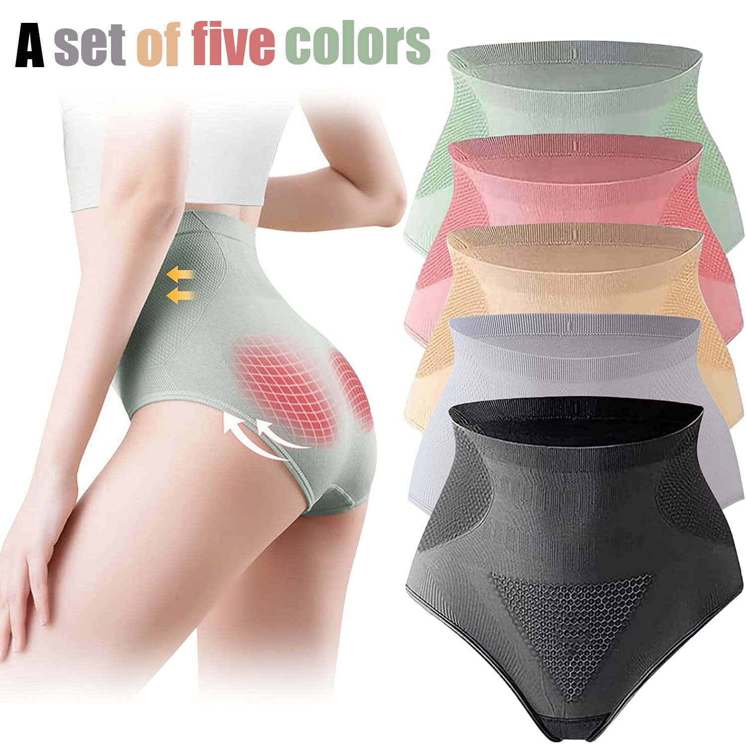 5PCS Graphene Honeycomb Vaginal Tightening & Body Shaping Briefs for Women  High Waisted Underwear Tummy Control Panties 