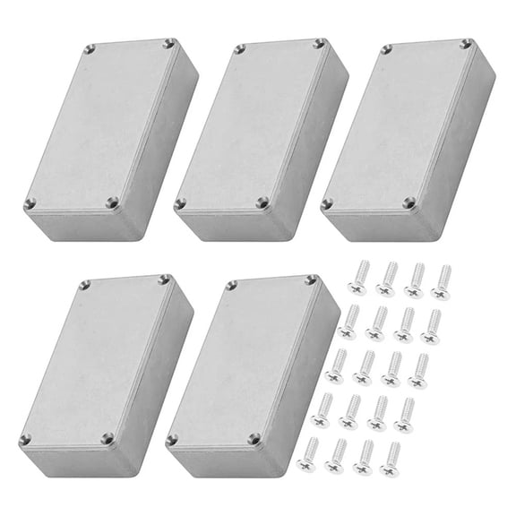 5PCS Guitar Effect Pedal Enclosure 1590B Aluminum Diecast Stomp Box Toggle Switch Box Case,5 * Guitar Effect Pedal Enclosure 20 * Screws,Silver