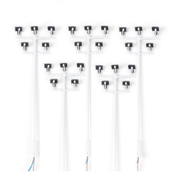 5PCS HO Scale Model Lighting Tower 3V Train Light Railway LED Plaza Lamps Building Scenery Layout Accessories