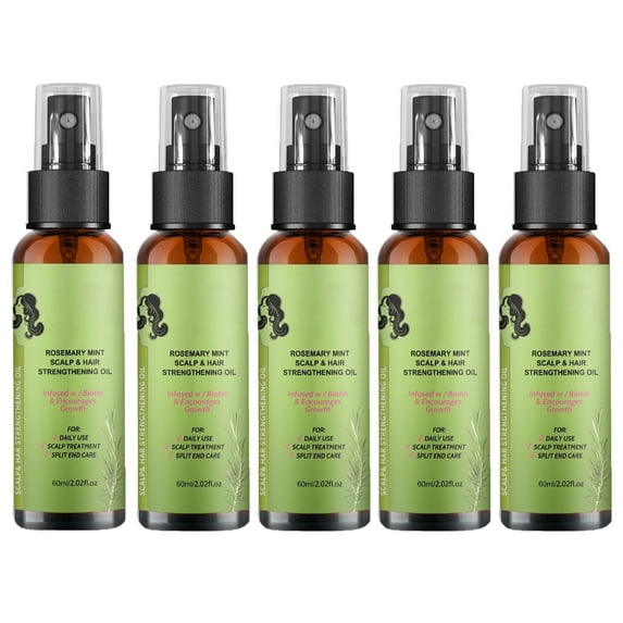 5PCS Hair Growth Rosemary Spray,Plant Organic Rosemary Essential Oil, Hair Hair Strengthening Oil Effective Nourishing Rosemary Split End Care Hair Growth Oil for Daily Use
