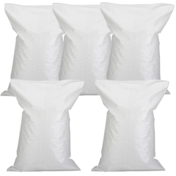 5PCS Heavy Duty Sand Bags - 15.74x24.4 inch Woven Polypropylene Flood Control Bags, Empty White Sandbags for Flooding, Storm Protection, Emergency Preparedness & Water Barrier