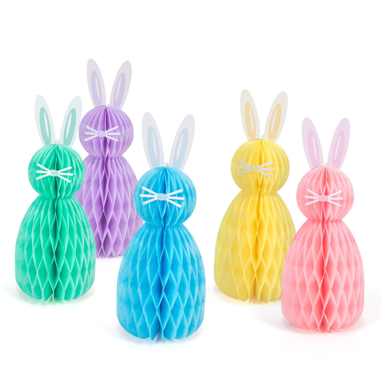 5PCS Honeycomb Easter Hanging Decorations, 3D Bunny Honeycomb Spring ...