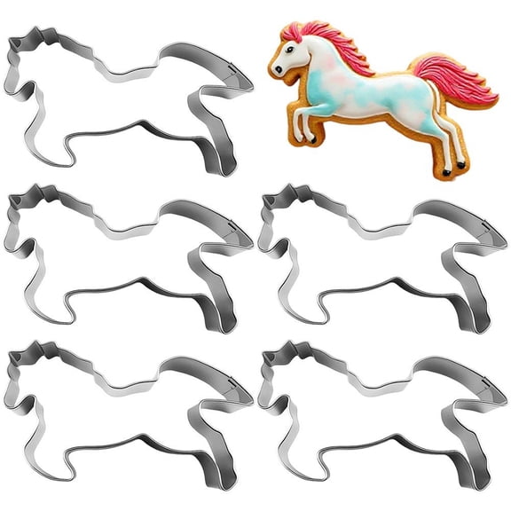 5PCS Horse Cookie Mold Embosser Cake Pastry Accessories Model Cake Decorating Fondant Cutters Tools,Animal Cake Cookie Baking Molds