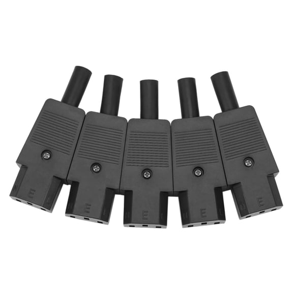5PCS IEC 320 C13 Female Plug Adapter 3pin Socket Power Cord Rewirable Connector,5 x IEC C13 Female Connector,Black