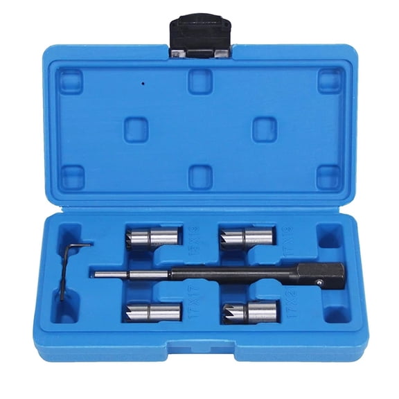5PCS Injector Seat Cutter Tool Kit Carbon Cutting Cleaner Tool with Flat Angled Reamer Key