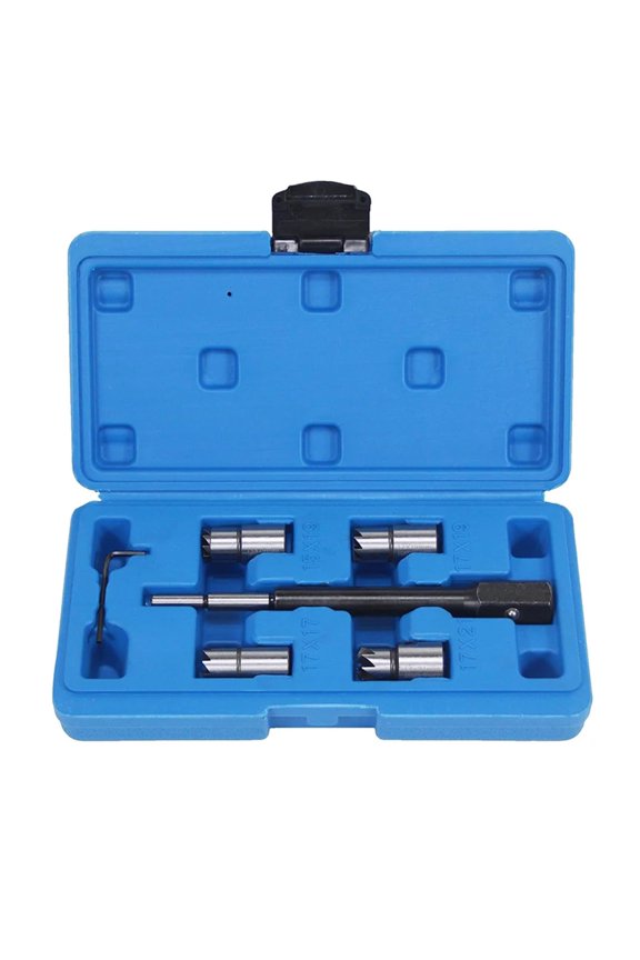 5PCS Injector Seat Cutter Tool Kit Carbon Cutting Cleaner Tool with Flat Angled Reamer Key