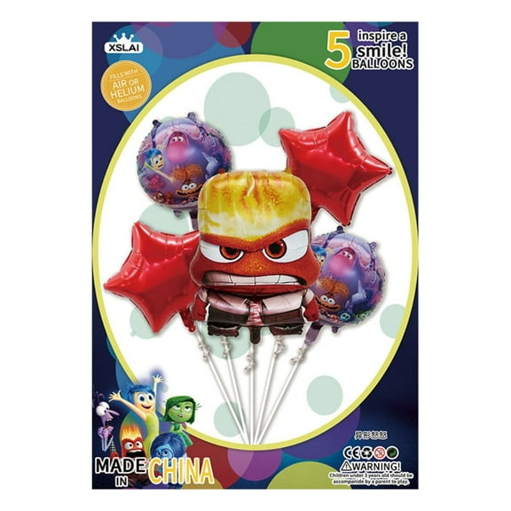 5PCS Inside Out Anime Balloon Set for Birthday Parties - Cartoon Foil Balloons Kit with String, Perfect for Kids Adults Decoration Theme Celebration