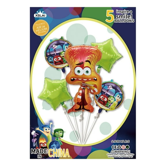 5PCS Inside Out Anime Balloon Set for Birthday Parties - Cartoon Foil Balloons Kit with String, Perfect for Kids Adults Decoration Theme Celebration